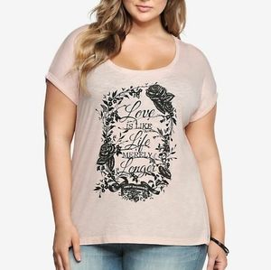 Torrid LOVE IS LIFE DOLMAN TEE SIZE 4